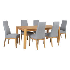 Обеденный комплект с 6 стульями CHICAGO NEW (19968) массив дерева / МДФ с натуральным шпоном дуба, промасленный цена и информация | Комплекты мебели для столовой | kaup24.ee