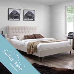 Кровать EMILIA 160x200cм, с матрасом HARMONY DELUX, бежевая цена и информация | Кровати | kaup24.ee