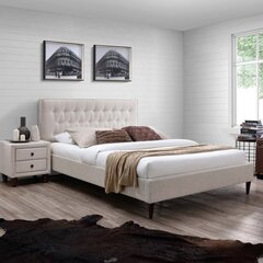 Кровать EMILIA с матрасом HARMONY DUO (86743) 140x200см, обивка из мебельного текстиля, цвет: светло-бежевый цена и информация | Кровати | kaup24.ee