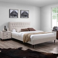 Кровать EMILIA с матрасом HARMONY TOP POCKET (86863) 140x200см, обивка из мебельного текстиля, цвет: светло-бежевый цена и информация | Кровати | kaup24.ee