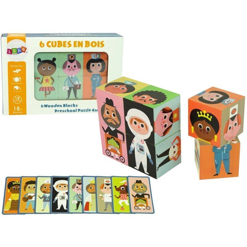 Wooden Blocks Assemble Characters 6 Piece Puzzle Colourful hind ja info | Imikute mänguasjad | kaup24.ee