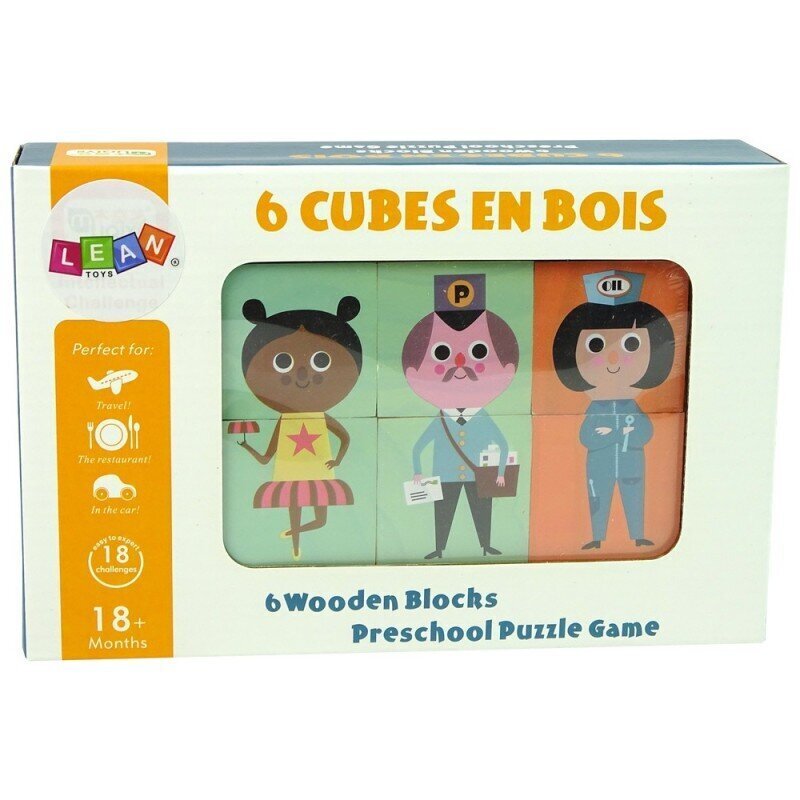 Wooden Blocks Assemble Characters 6 Piece Puzzle Colourful hind ja info | Imikute mänguasjad | kaup24.ee