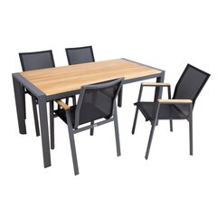 Aiamööbli komplekt TAMPERE laud 160x80xH75cm, 4 tooli 56x63xH90cm, tiik, alumiinium hind ja info | Aiamööbli komplektid | kaup24.ee