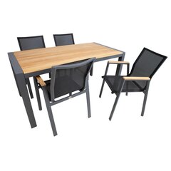 Aiamööbli komplekt TAMPERE laud 160x80xH75cm, 4 tooli 56x63xH90cm, tiik, alumiinium hind ja info | Aiamööbli komplektid | kaup24.ee