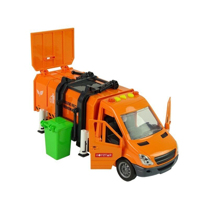 Rubbish Truck with Friction Drive Sound Effects Orange hind ja info | Poiste mänguasjad | kaup24.ee