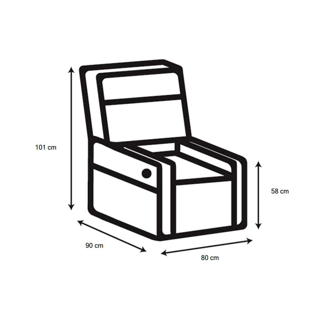 Tugitool SABIA recliner, helehall, 80x90xH101cm hind ja info | Tugitoolid | kaup24.ee