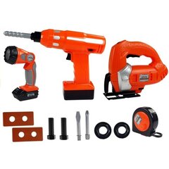 DIY Kit Drill, Jigsaw, Battery Flashlight 12 pcs. hind ja info | Poiste mänguasjad | kaup24.ee