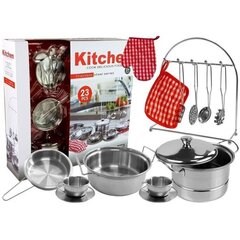 A set of dishes, pots, small cook, stainless steel, 23 elements цена и информация | Игрушки для девочек | kaup24.ee