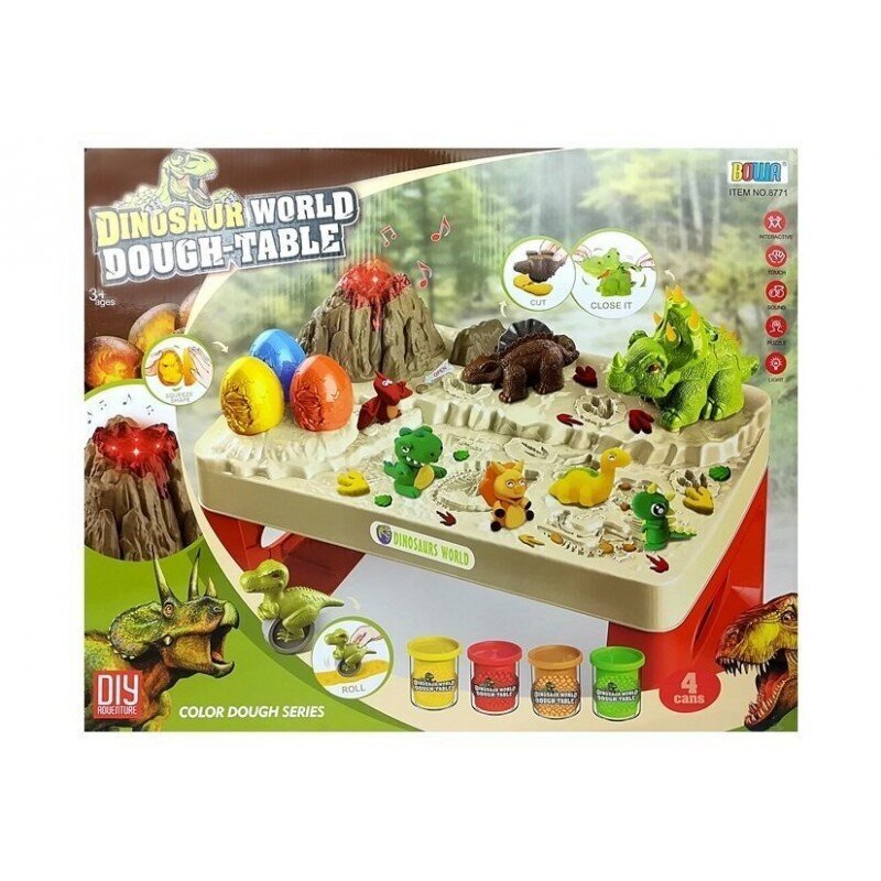 Table with Play Dough and Dinosaurs 4 Colors hind ja info | Arendavad mänguasjad | kaup24.ee