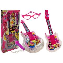 Set of Children&#039;s Guitar with Microphone and Glasses Pink цена и информация | Развивающие игрушки | kaup24.ee