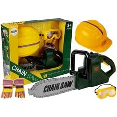 Set of tools, saw with batteries, helmet, gloves and safety glasses hind ja info | Poiste mänguasjad | kaup24.ee