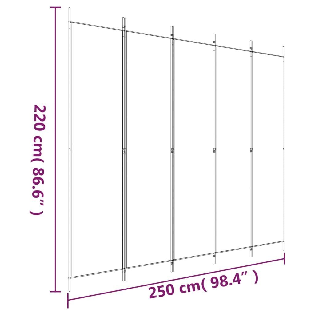 vidaXL 5 paneeliga ruumijagaja, pruun, 250 x 220 cm, kangas hind ja info | Sirmid ja vaheseinad | kaup24.ee