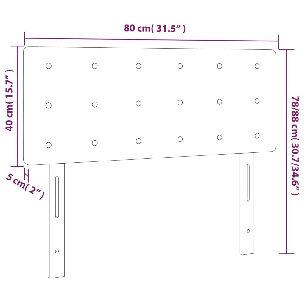 vidaXL voodipeats, helehall, 80x5x78/88 cm, kangas hind ja info | Voodid | kaup24.ee