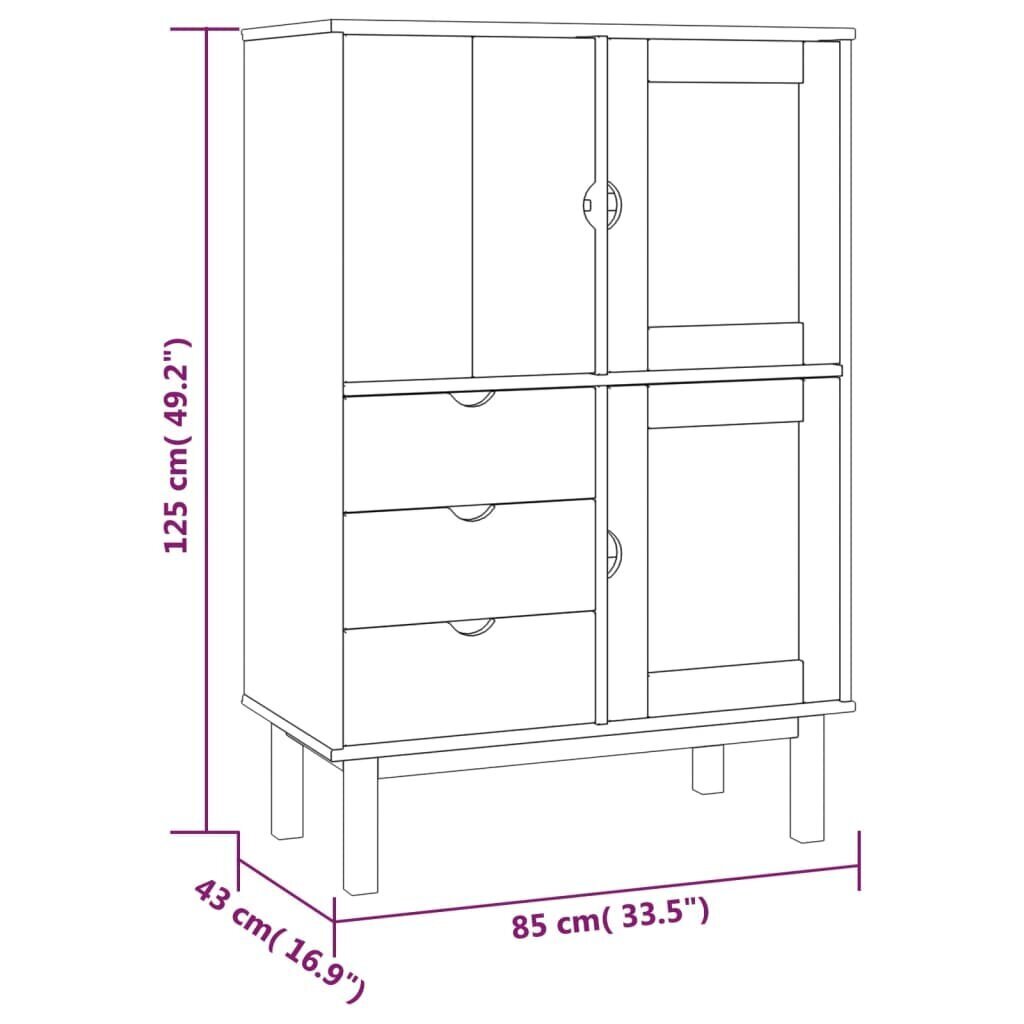 vidaXL kõrge kapp, 85 x 43 x 125 cm, männipuit цена и информация | Elutoa väikesed kapid | kaup24.ee