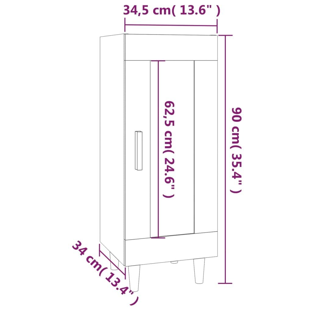 vidaXL puhvetkapp, kõrgläikega valge, 34,5 x 34 x 90 cm, tehispuit hind ja info | Elutoa väikesed kapid | kaup24.ee