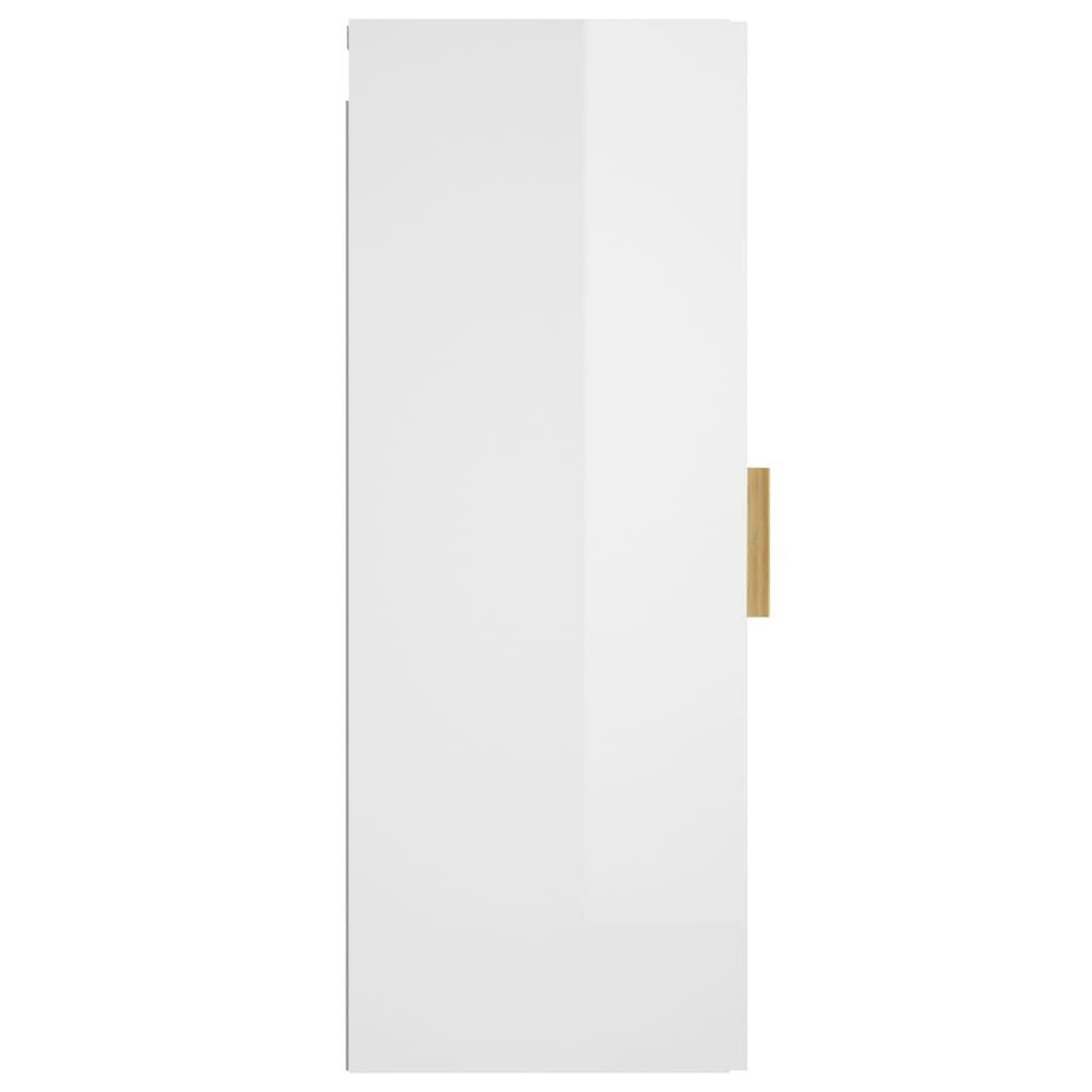 vidaXL seinakapp, kõrgläikega valge, 34,5 x 34 x 90 cm, tehispuit hind ja info | Riiulid | kaup24.ee