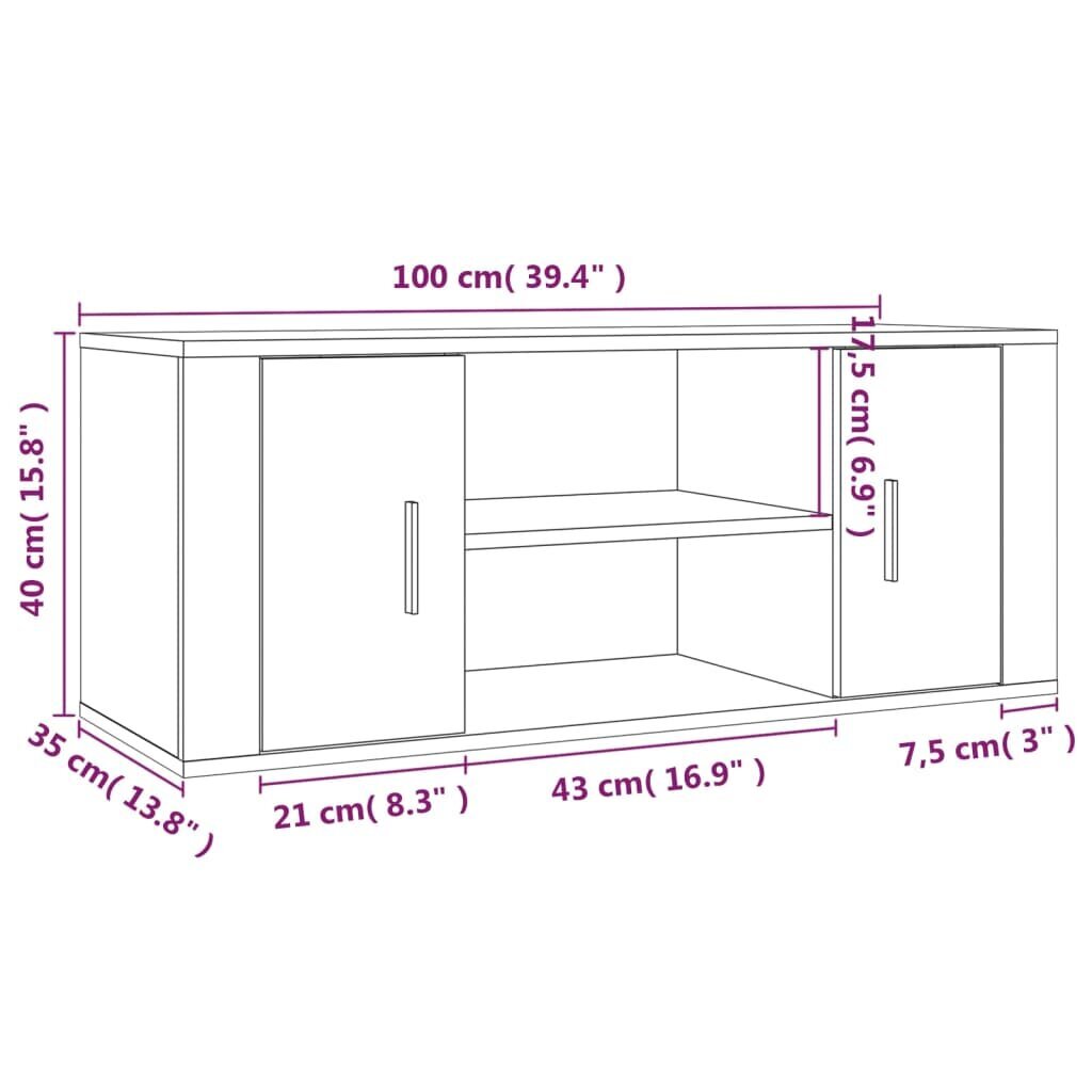 vidaXL telerikapp, betoonhall, 100 x 35 x 40 cm, tehispuit hind ja info | TV alused | kaup24.ee