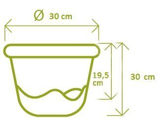 Isekastuv ripp-pott 5,4L 30x30x20 cm MARETA hele-/tumeroheline hind ja info | Dekoratiivsed lillepotid | kaup24.ee