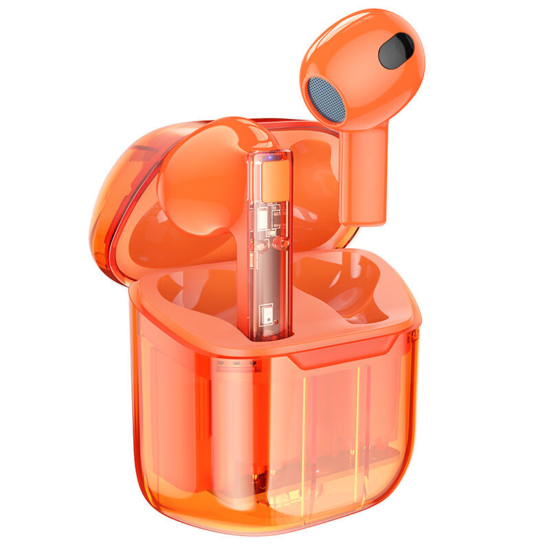 Borofone TWS Bluetooth kõrvaklapid BW23 Crystal Bean Transparent Edition Orange hind ja info | Kõrvaklapid | kaup24.ee