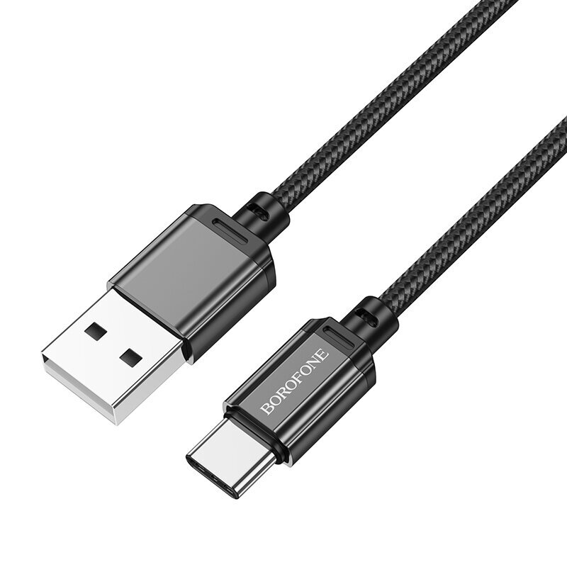 Borofone kaabel BX87 Sharp - USB tüüp C - 3A 1 meeter must hind ja info | Mobiiltelefonide kaablid | kaup24.ee