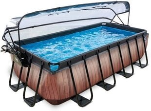 Каркасный бассейн Exit Wood, 400x200cm, с крышей и песочным фильтром, коричневый kaina ir informacija | Бассейны | kaup24.ee