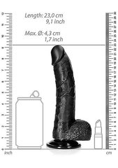 Kumer realistlik dildo kuulide ja iminapaga, 20.5 cm, must hind ja info | Dildod | kaup24.ee