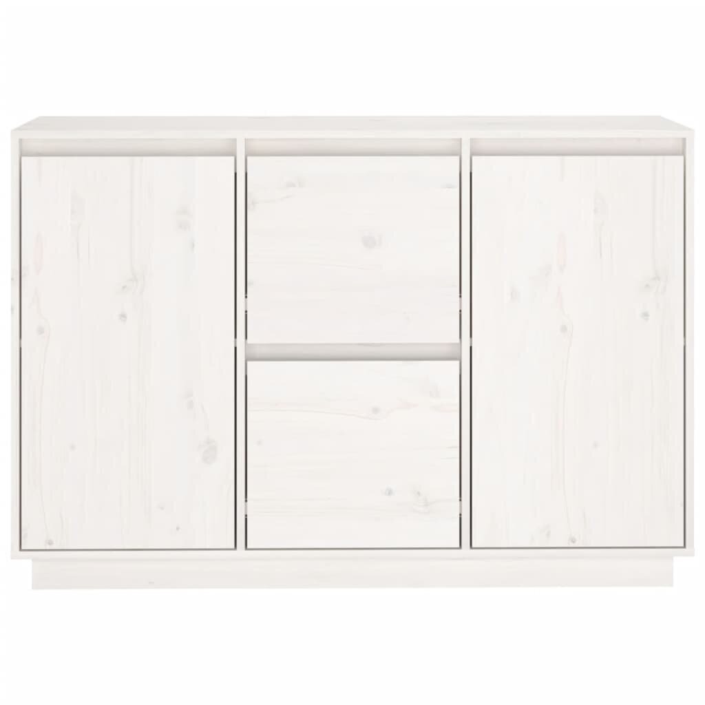 vidaXL puhvetkapp, valge, 111 x 34 x 75 cm, männipuit hind ja info | Elutoa väikesed kapid | kaup24.ee