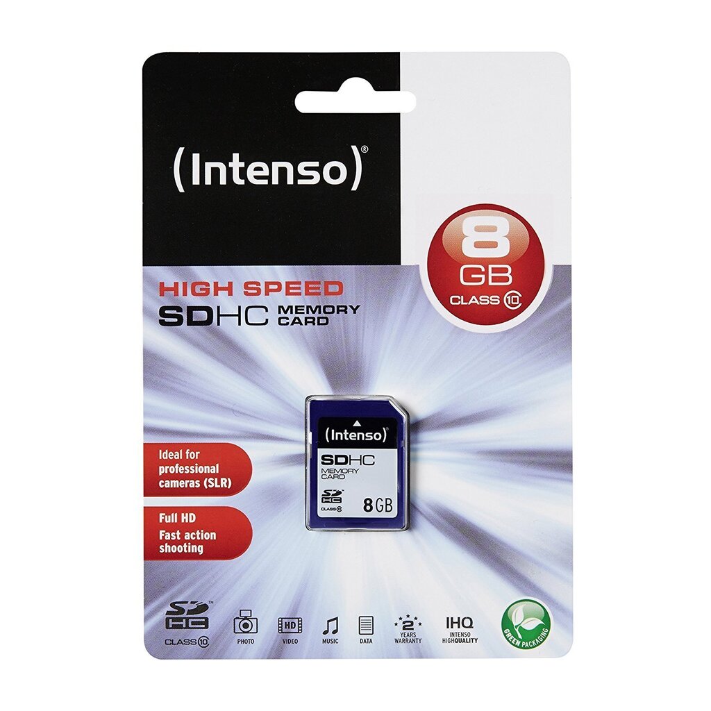Mälukaart Intenso SDHC 8GB CL10 цена и информация | Fotoaparaatide mälukaardid | kaup24.ee