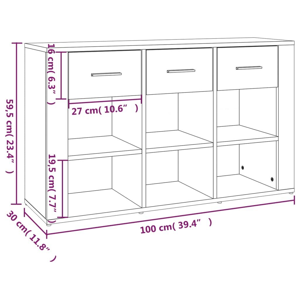 vidaXL puhvetkapp, pruun tamm, 100x33x59,5 cm, tehispuit цена и информация | Elutoa väikesed kapid | kaup24.ee