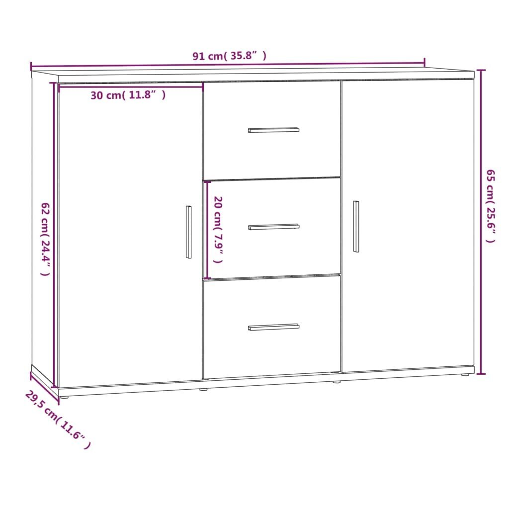 vidaXL puhvetkapp, betoonhall, 91 x 29,5 x 65 cm, tehispuit hind ja info | Elutoa väikesed kapid | kaup24.ee