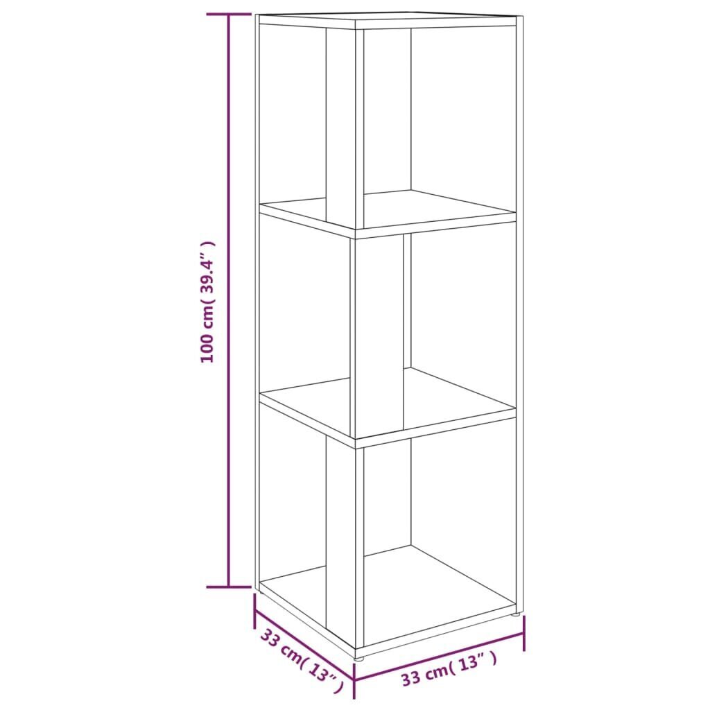 vidaXL nurgakapp, suitsutatud tamm, 33 x 33 x 100 cm, tehispuit hind ja info | Elutoa väikesed kapid | kaup24.ee