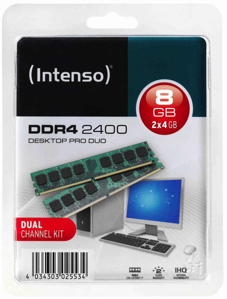 Operatiivmälu Intenso Desktop Pro Duo 2x4GB DDR4 цена и информация | Operatiivmälu (RAM) | kaup24.ee