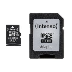Mälukaart Intenso micro SD UHS-I 16GB CL10 hind ja info | Intenso Mobiiltelefonid, foto-, videokaamerad | kaup24.ee