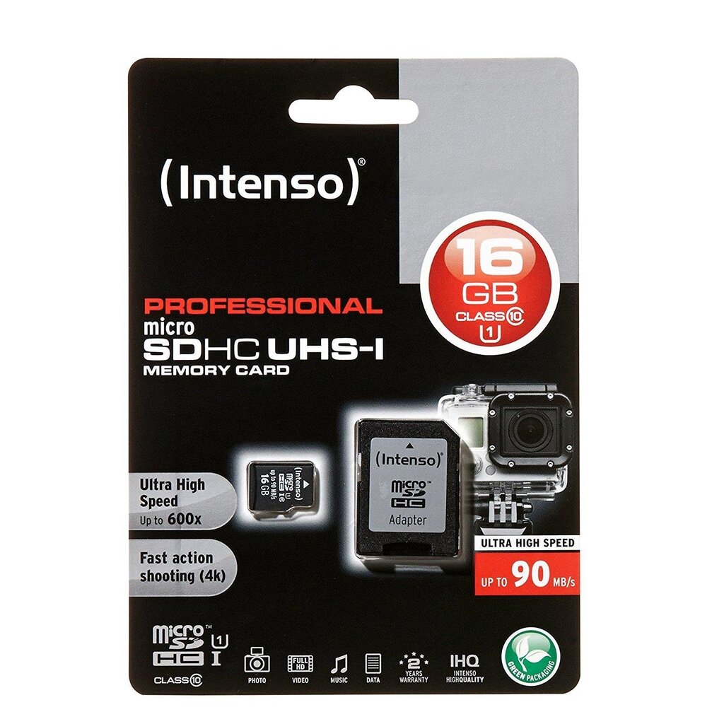 Mälukaart Intenso micro SD UHS-I 16GB CL10 цена и информация | Mobiiltelefonide mälukaardid | kaup24.ee