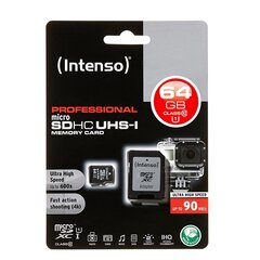 Карта памяти Intenso micro SD UHS-I 64GB CL10 цена и информация | Карты памяти для телефонов | kaup24.ee