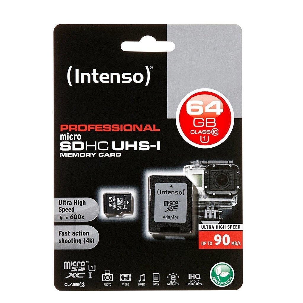 Mälukaart Intenso micro SD UHS-I 64GB CL10 цена и информация | Mobiiltelefonide mälukaardid | kaup24.ee