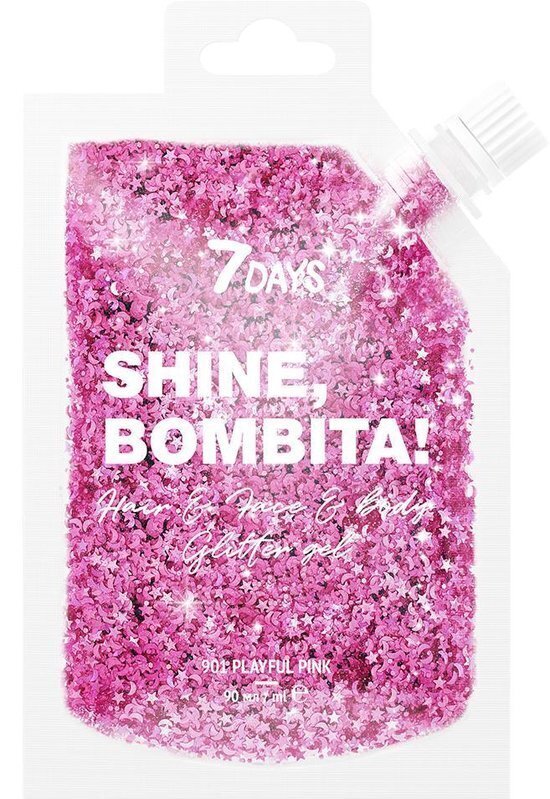 Glitter näole, kehale ja juustele 7 Days Shine Bombita 901 Playful Pink, 90 ml hind ja info | Ripsmetušid, lauvärvid, silmapliiatsid, seerumid | kaup24.ee