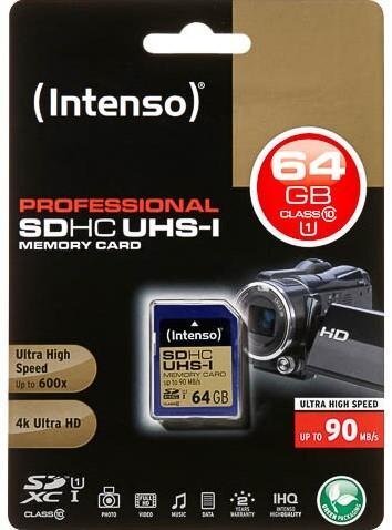 Mälukaart Intenso SDXC 64GB CL10 цена и информация | Fotoaparaatide mälukaardid | kaup24.ee
