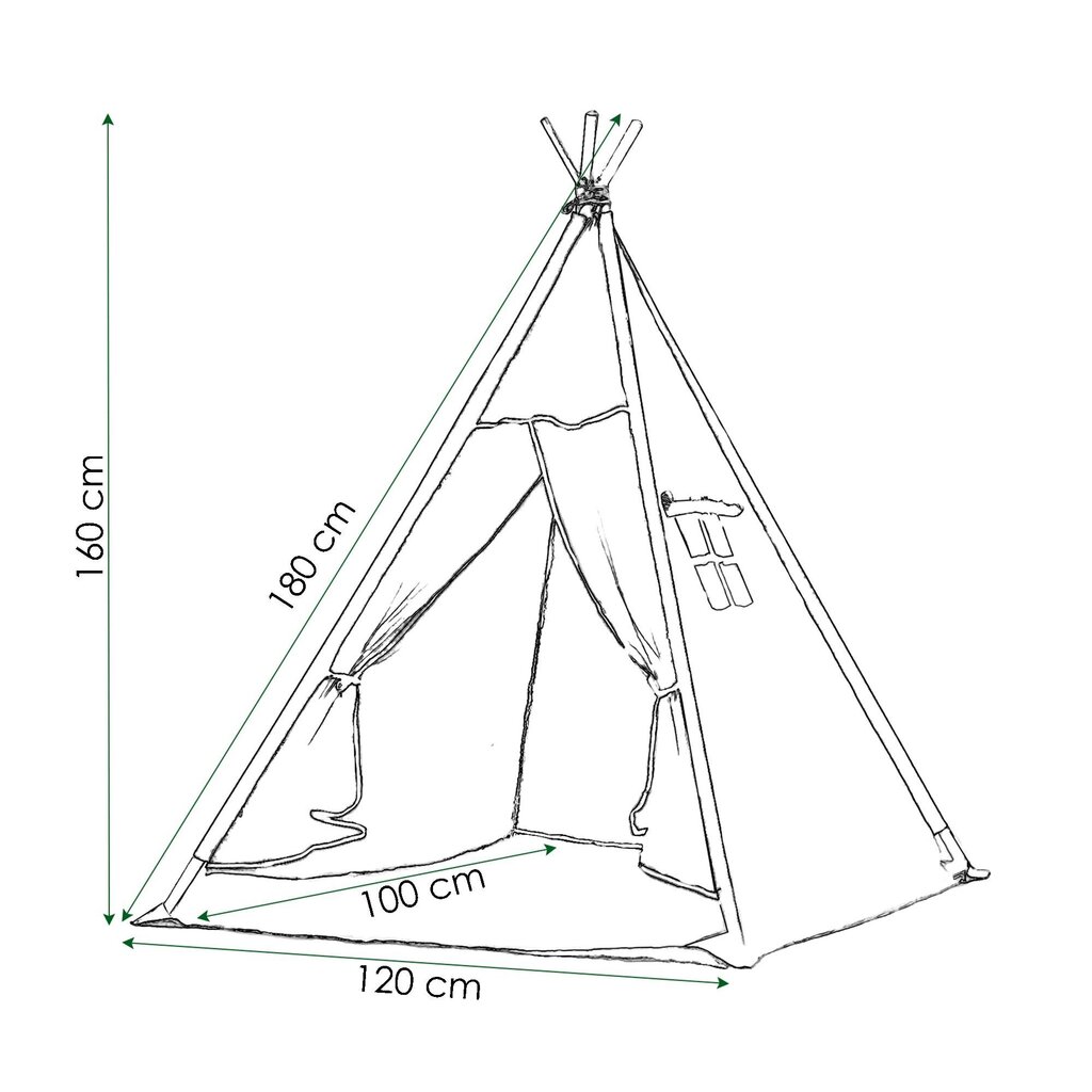 Laste indiaanitelk patjadega Springos, 160x120x100 cm цена и информация | Mänguväljakud, mängumajad | kaup24.ee