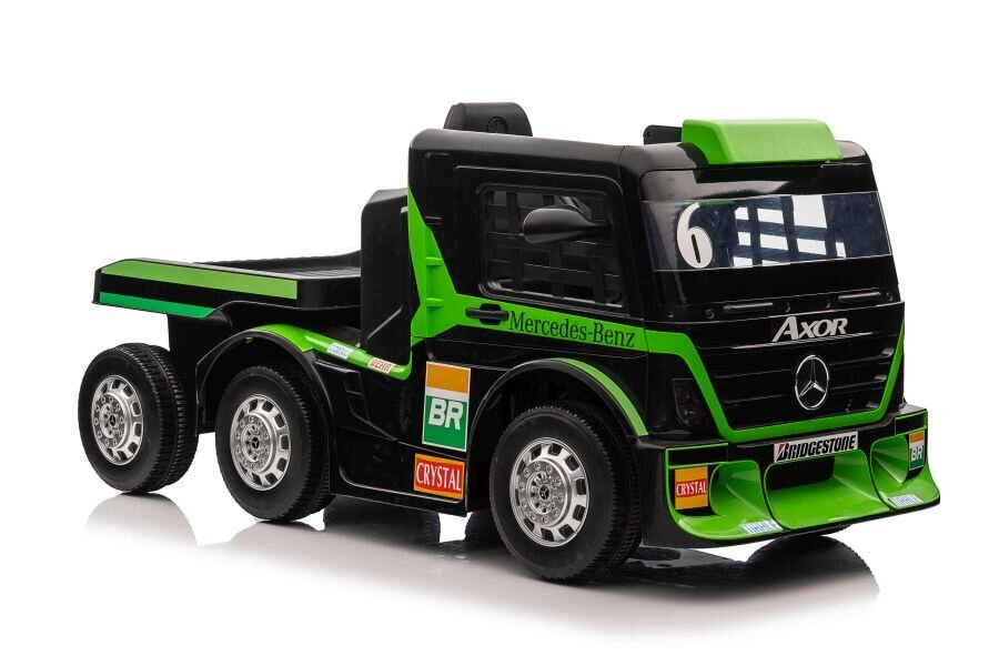 Ühekohaline haagisega elektriauto Mercedes-Benz Axor XMX622, roheline цена и информация | Laste elektriautod | kaup24.ee