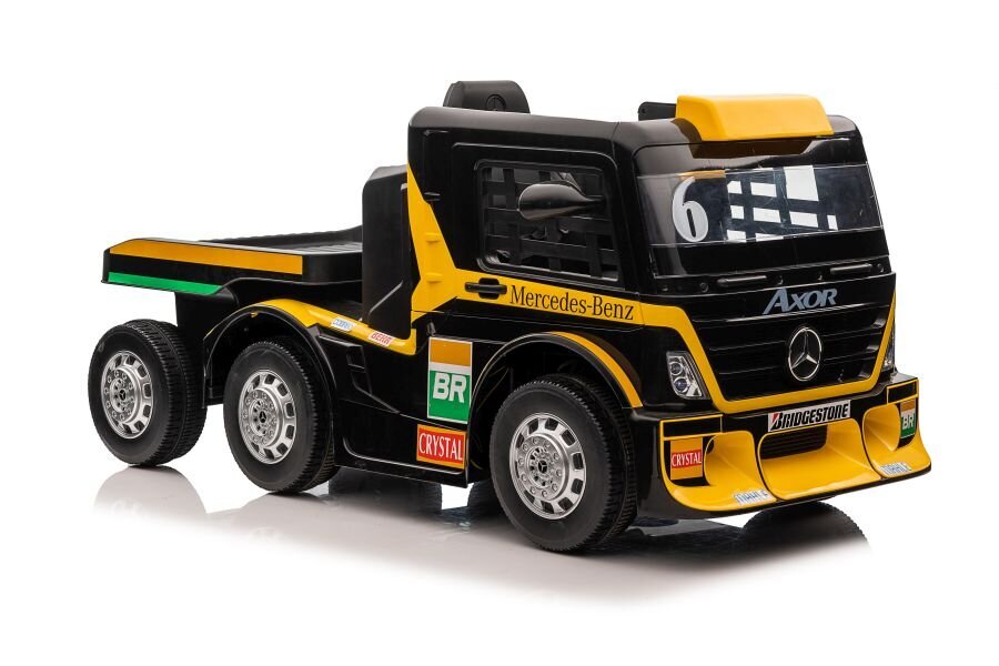 Ühekohaline haagisega elektriauto Mercedes-Benz Axor XMX622, kollane hind ja info | Laste elektriautod | kaup24.ee