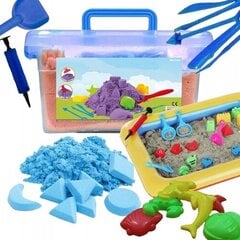 Kineetiline liiv karbis 3 kg, vormid, bassein, sinine цена и информация | Развивающие игрушки | kaup24.ee