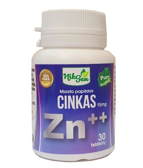 TSINK Zn++ 15 mg, 30 tabletti цена и информация | Vitamiinid, toidulisandid, immuunsuse preparaadid | kaup24.ee