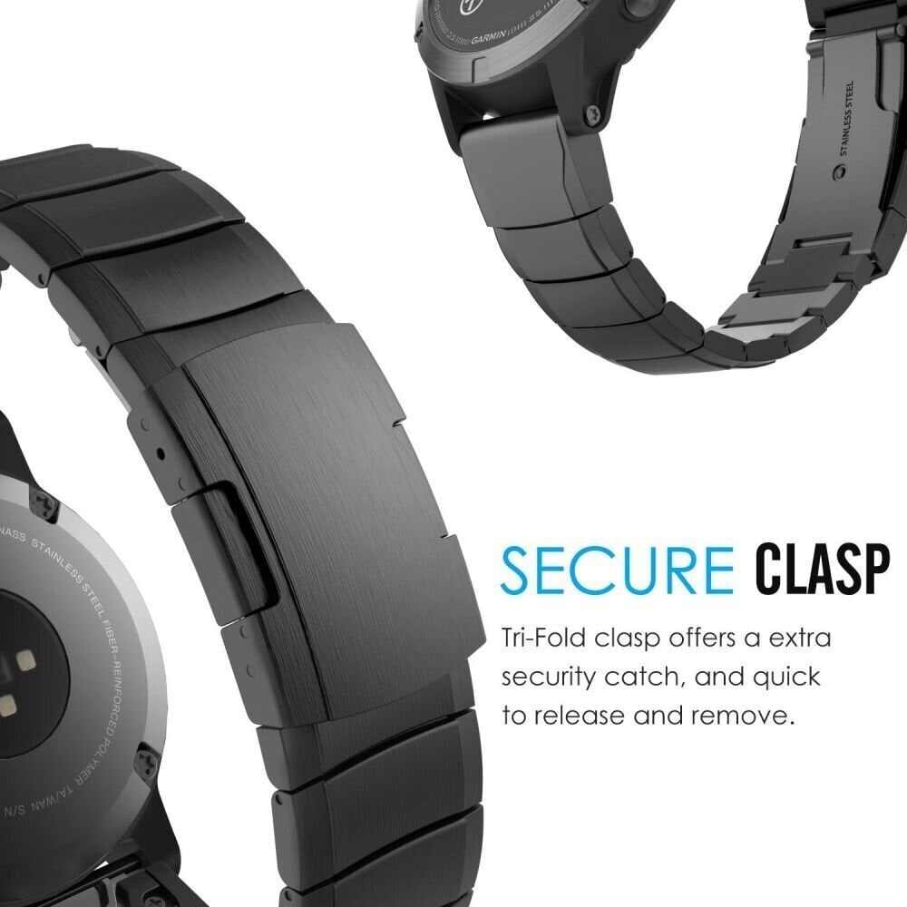 Tech Protect Steelband Garmin Fenix 3 / 5X / 3HR / 5X PLUS / 6X / 6X PRO / 7X (26mm), must hind ja info | Nutikellade ja nutivõrude tarvikud | kaup24.ee