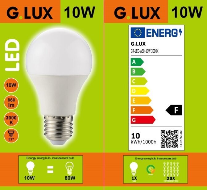 LED pirnid G.LUX GR-LED-A60-P-10W 3000K, 10 tk pakis hind ja info | Lambipirnid, lambid | kaup24.ee