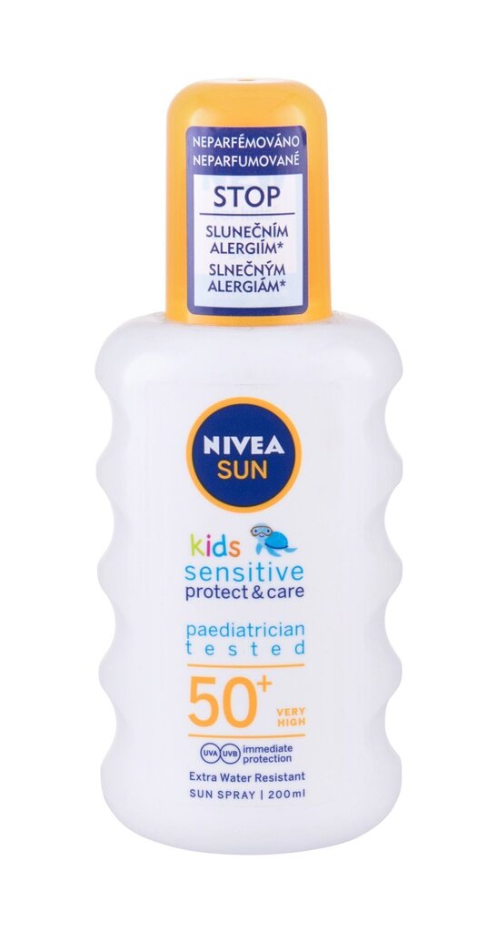 Pihustatav kaitsekreem lastele Nivea Sun Kids Protect & Sensitive SPF50+ 200 ml цена и информация | Laste ja ema kosmeetika | kaup24.ee