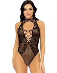 Leg Avenue Bring The Heat black net crotchless bodysuit S-L цена и информация | Сексуальное женское белье | kaup24.ee