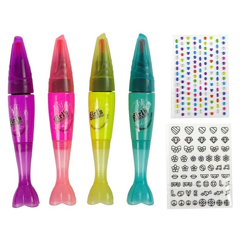 Nail Painting Set Nail Lacquers Pens Coloured Stickers hind ja info | Tüdrukute mänguasjad | kaup24.ee