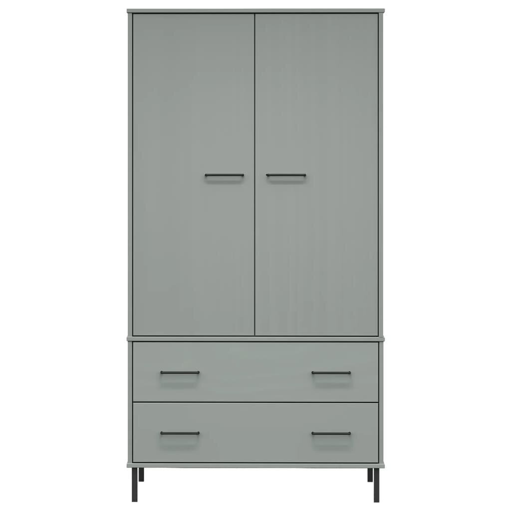 vidaXL riidekapp metalljalgadega, hall, 90x55x172,5 cm täispuit "OSLO" цена и информация | Kapid | kaup24.ee