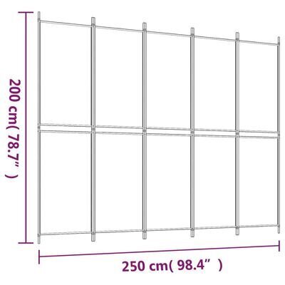 vidaXL 5 paneeliga ruumijagaja, must, 250x200 cm, kangas цена и информация | Sirmid ja vaheseinad | kaup24.ee